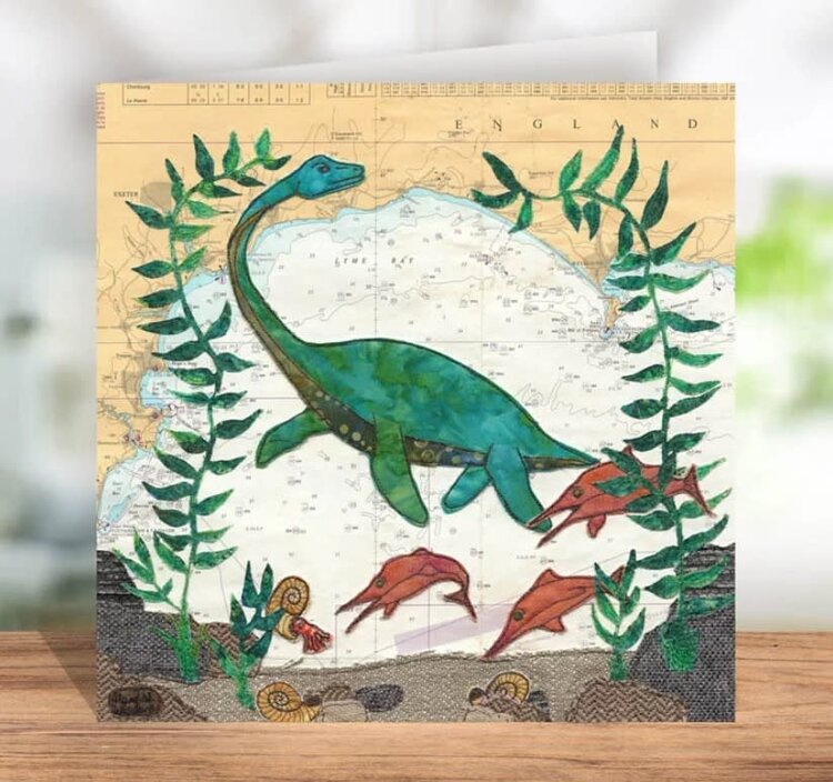 Hannah Wisdom Textiles Jurassic Coast Dinosaur Map Card