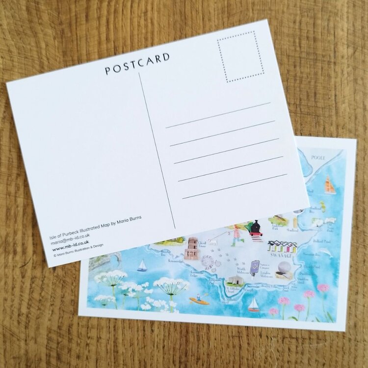 Maria Burns Purbeck Illustrated Map Postcard