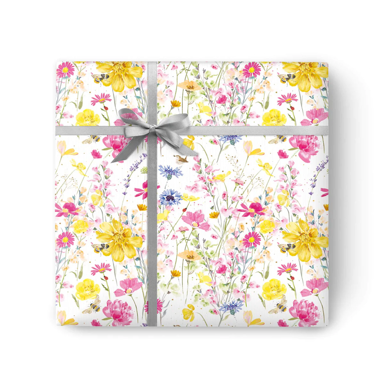 Whistlefish Spring Bees Yellow Gift Wrap 2 Pack