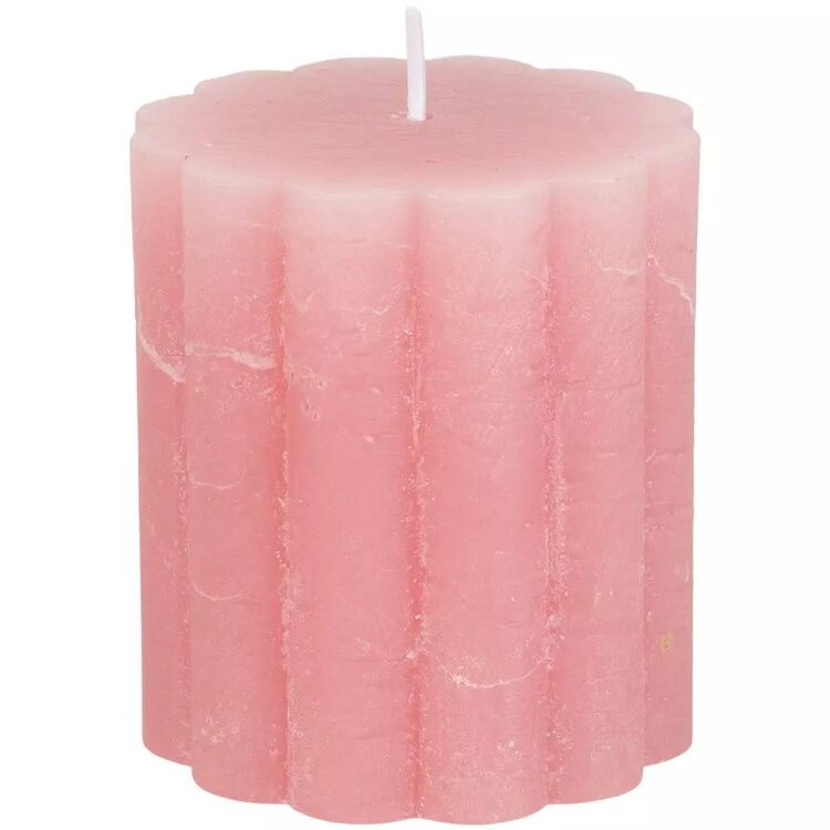 Grand Illusions Dusky Pink Scalloped Pillar Candle