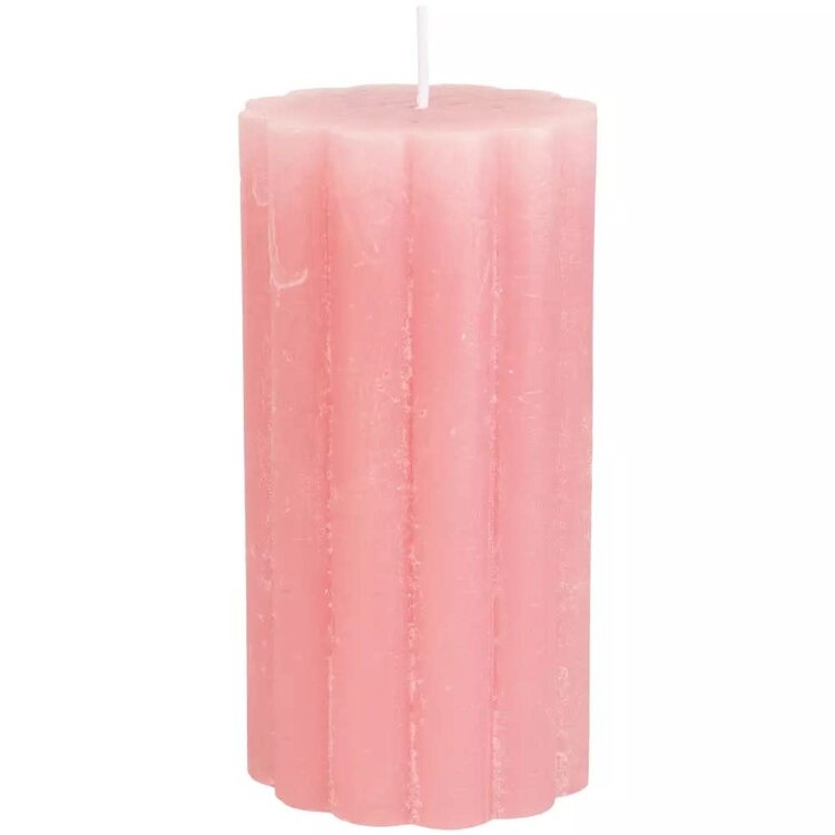 Grand Illusions Dusky Pink Scalloped Pillar Candle