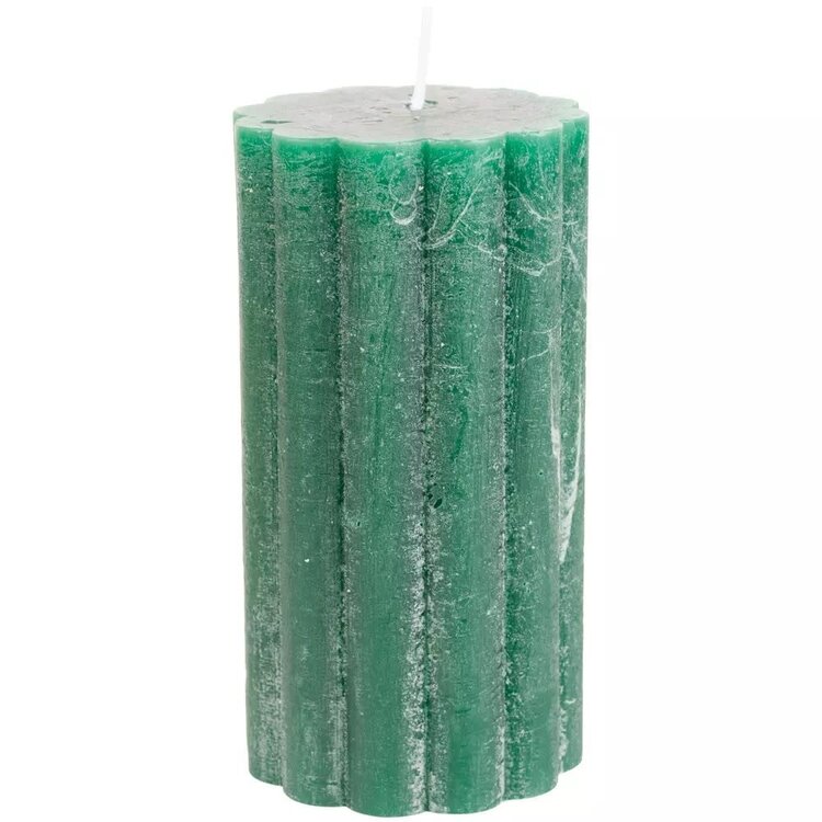 Grand Illusions Emerald Green Scalloped Pillar Candle