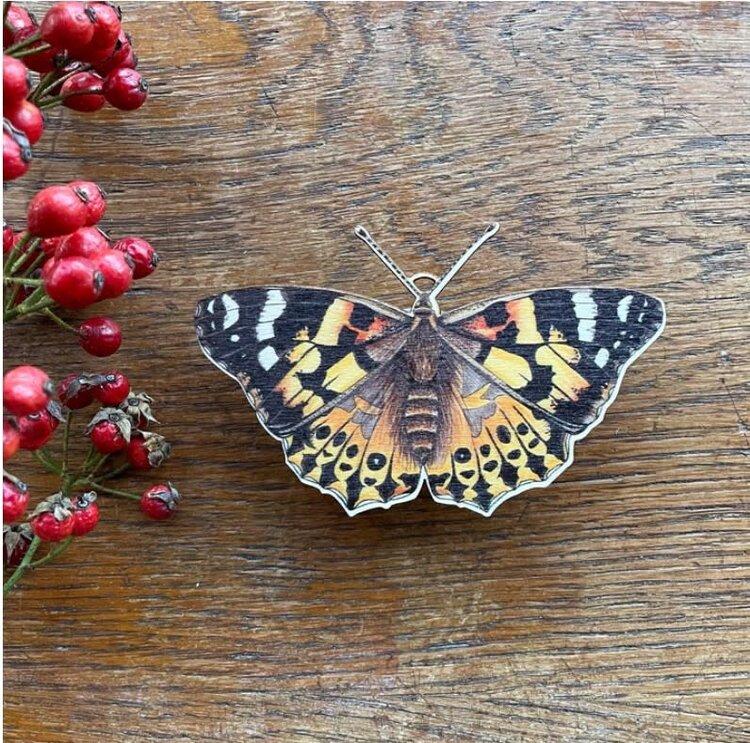 Fearless Flamingo Wooden Butterfly Decoration- Painted Lady