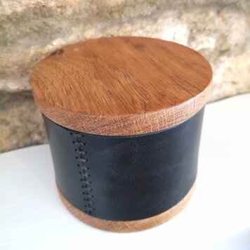 Etched Art Leather & Wood Round Watch Box