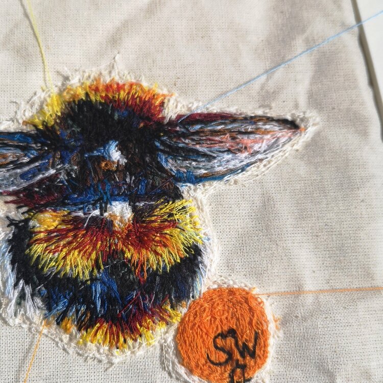 Suzy Wright Embroidered Bumblebee Original -