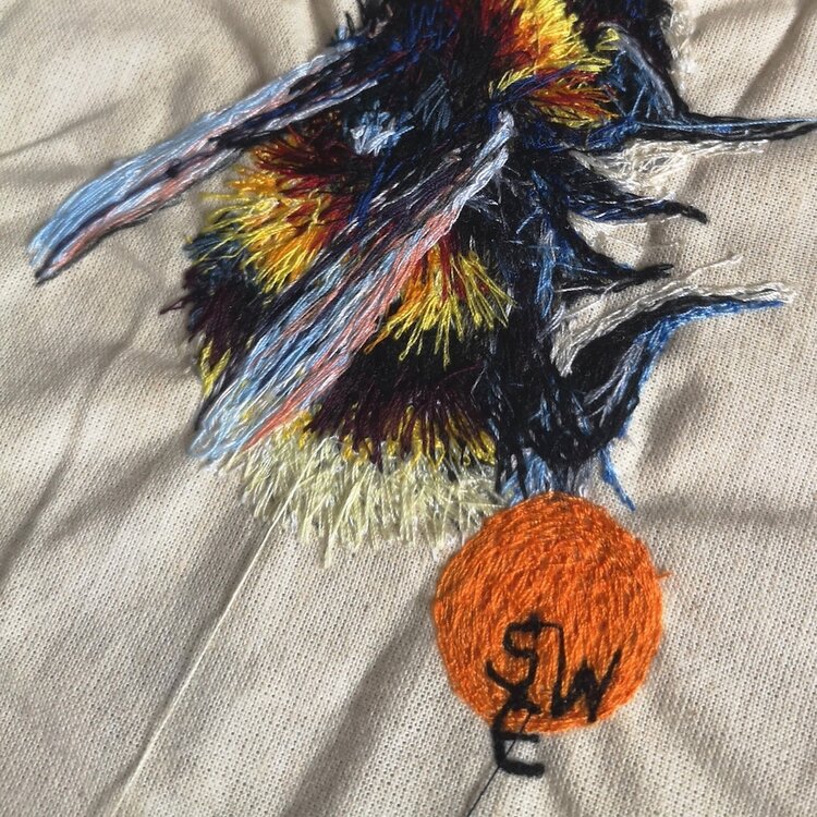 Suzy Wright Embroidered Bumblebee Original -