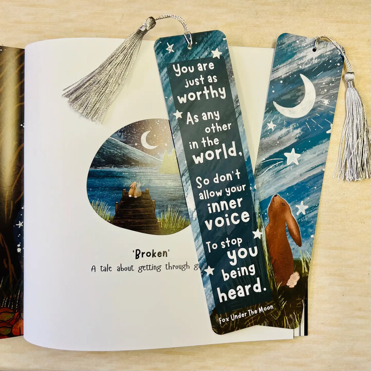Fox Under The Moon Rabbit Bookmark - 'Worthy'
