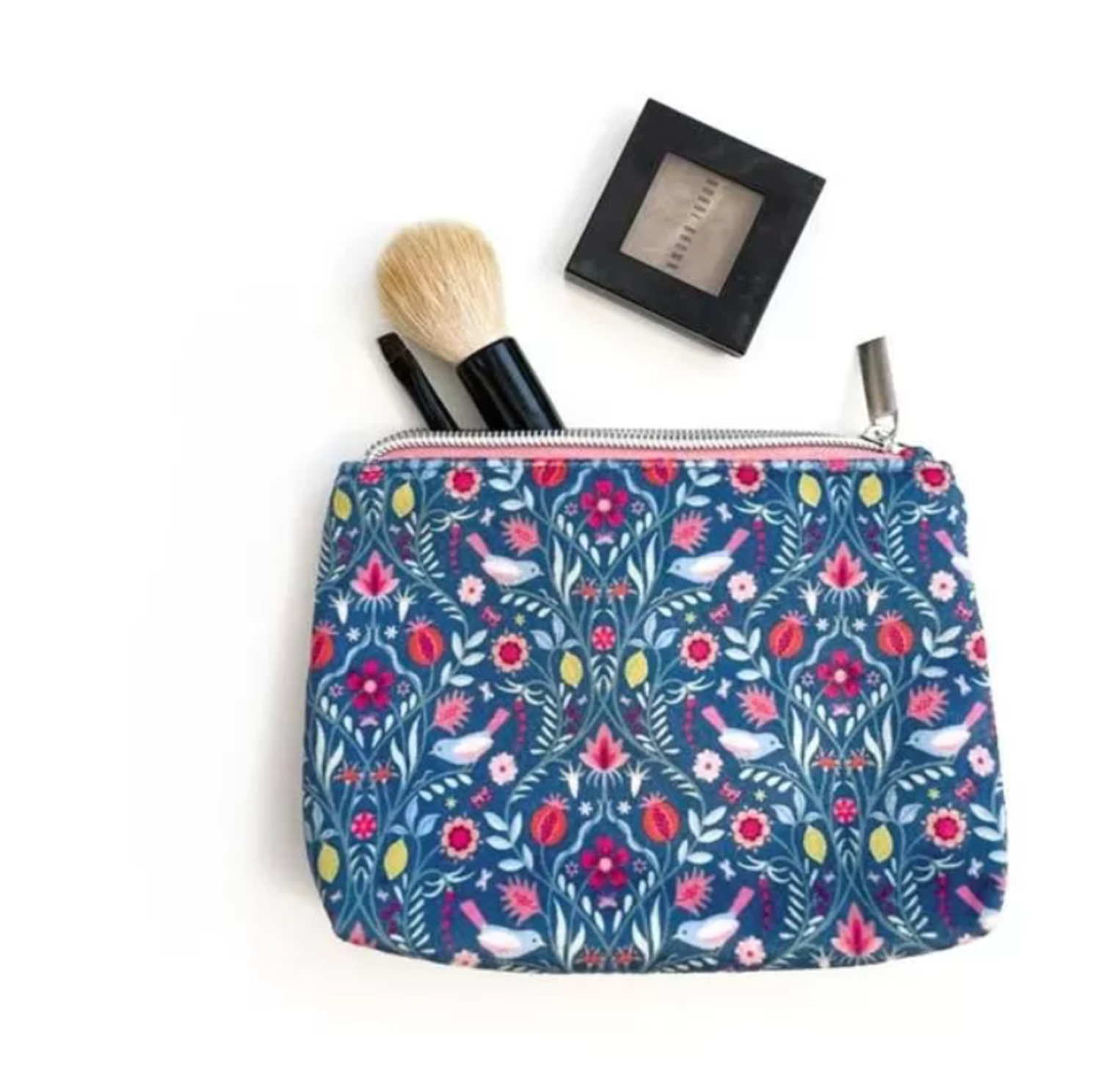 Blue Art Deco Velvet Purse Pouch Seasons Green