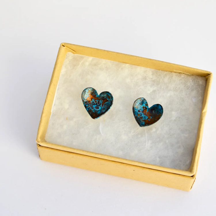 Stephanie Hopkins Copper Heart Stud Earrings