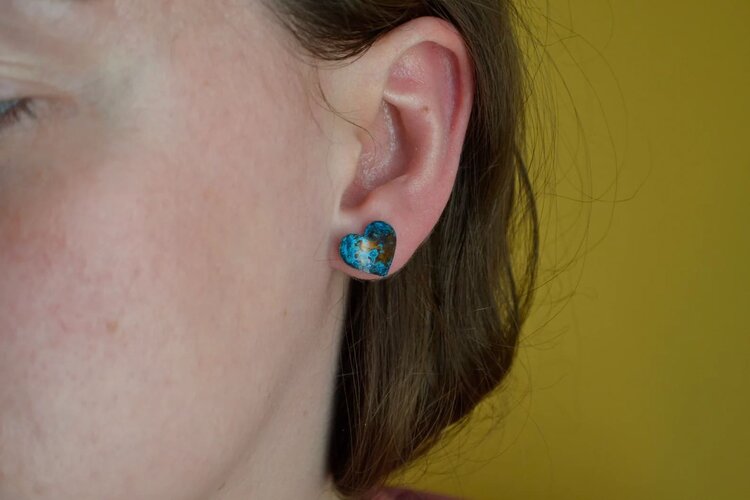 Stephanie Hopkins Copper Heart Stud Earrings