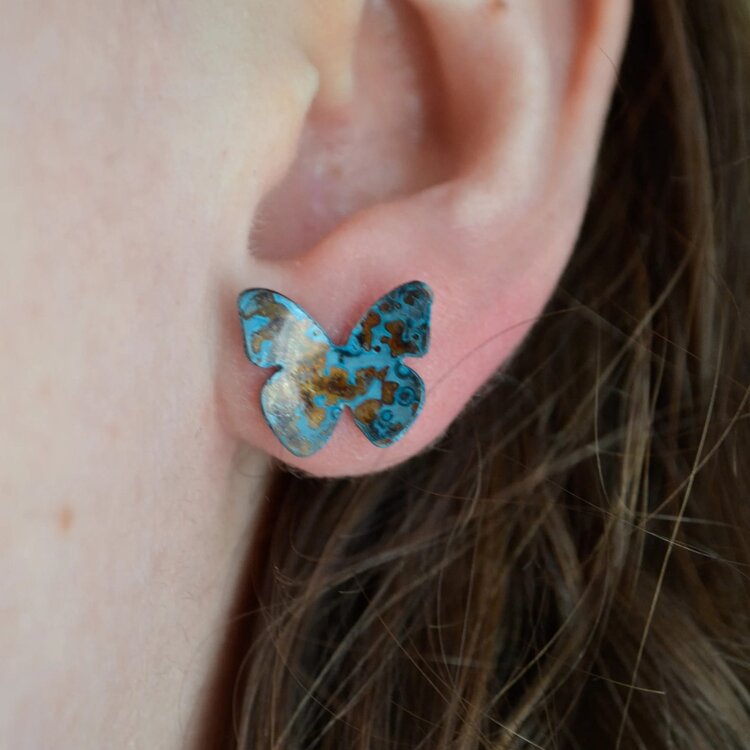 Stephanie Hopkins Copper Butterfly Stud Earrings