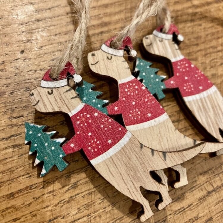 Heaven Sends Wooden Christmas Dinosaur Hanging Decoration