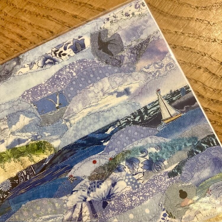 Lyn Hunt Ballard Down, Swanage Textile Art Card