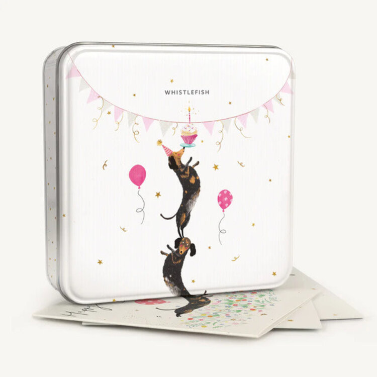 Whistlefish Sausage Dog Notelet Tin