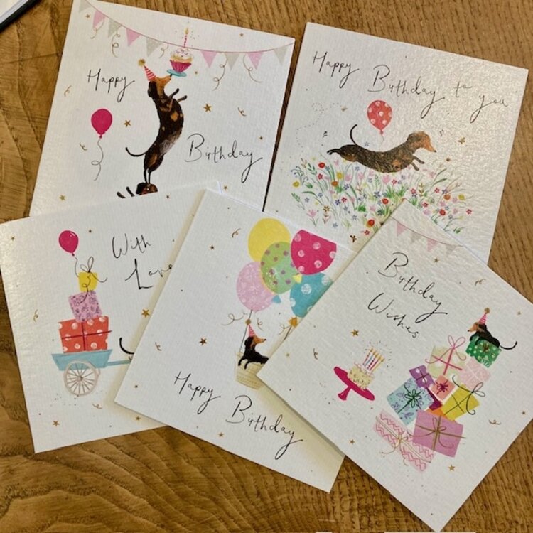 Whistlefish Sausage Dog Notelet Tin