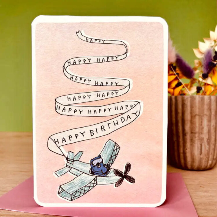 Laura Skilbeck 'Happy Happy Birthday' Plane Card