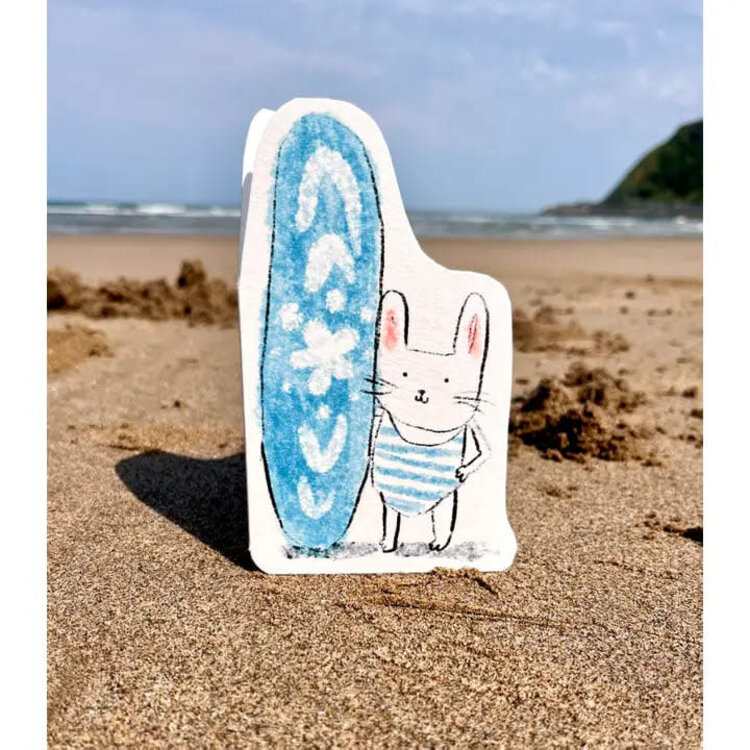Laura Skilbeck Surfer Bunny Seaside Card