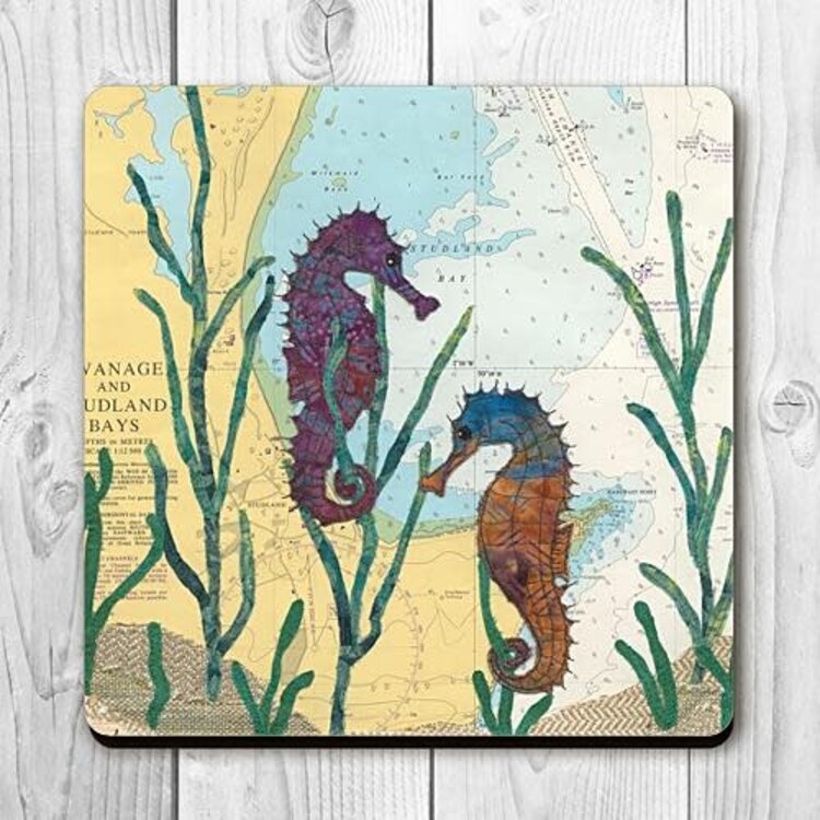 Hannah Wisdom Textiles 'Seahorses At Studland' Coaster