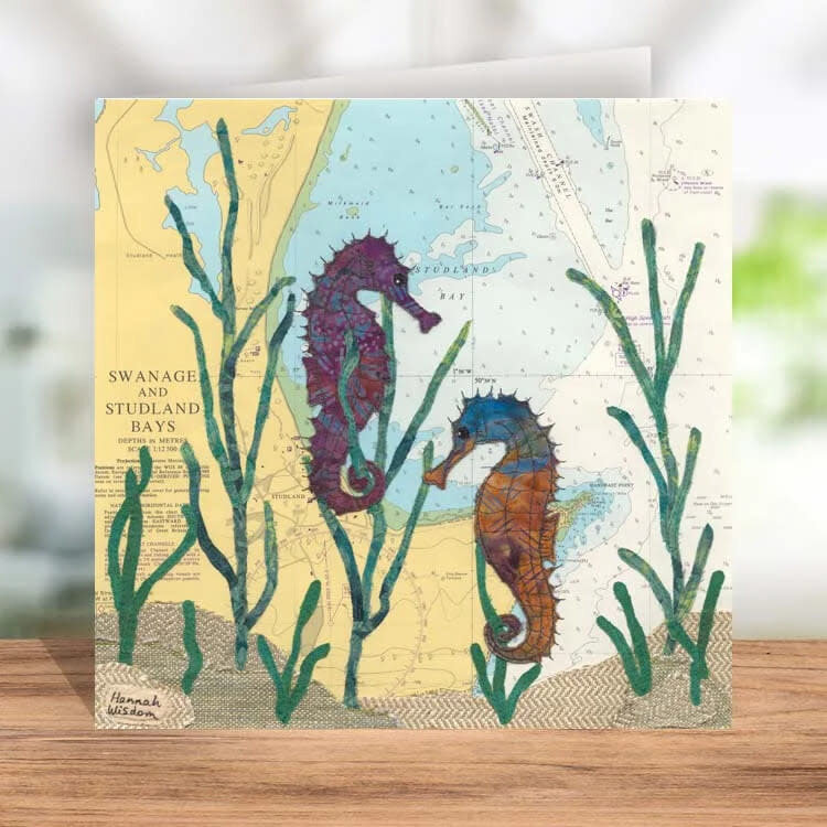 Hannah Wisdom Textiles 'Seahorses At Studland' Map Card