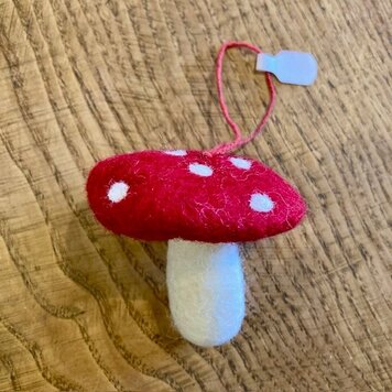 Felt So Good Handmade Felt Red Toadstool Mushroom - Flat
