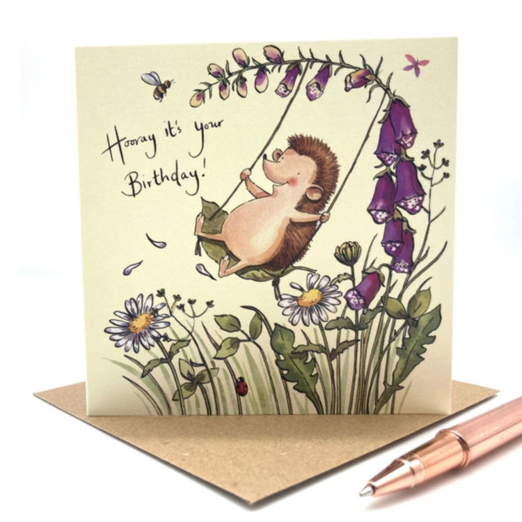 Ink and Snail Hedgehog 'Hooray' Birthday Card