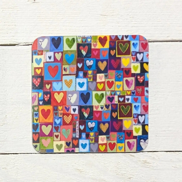 Driftwood Designs Colourful Hearts Coaster