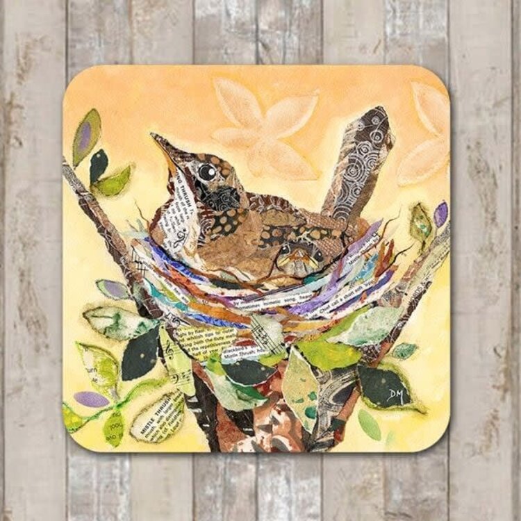 Dawn Maciocia 'Peek-a-boo' Thrush Coaster