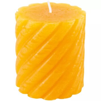 Grand Illusions Small Rustic Twisted Ochre Yellow Pillar Candle