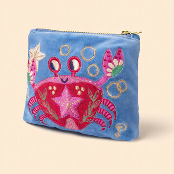 Powder Seafaring Crab Velvet Pouch