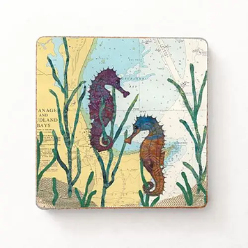 Hannah Wisdom Textiles 'Seahorses At Studland' Wooden Magnet