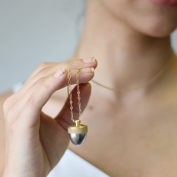 Silk Purse, Sow's Ear Acorn Locket Necklace