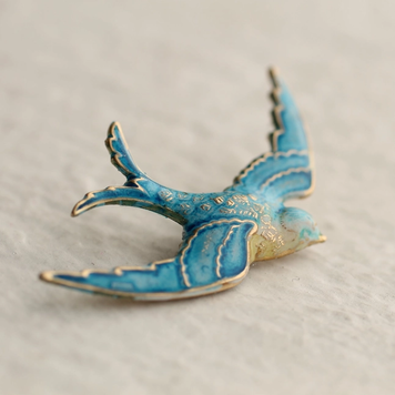 Silk Purse, Sow's Ear Swallow Brooch