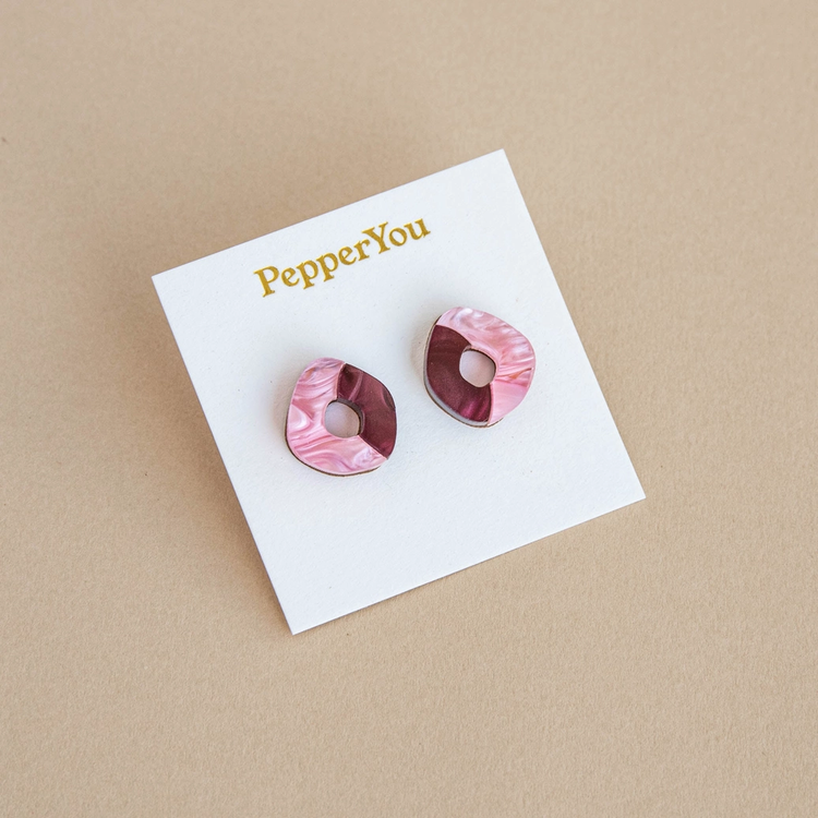 Pepper You 'O’ Stud Earrings - Berry & Pink