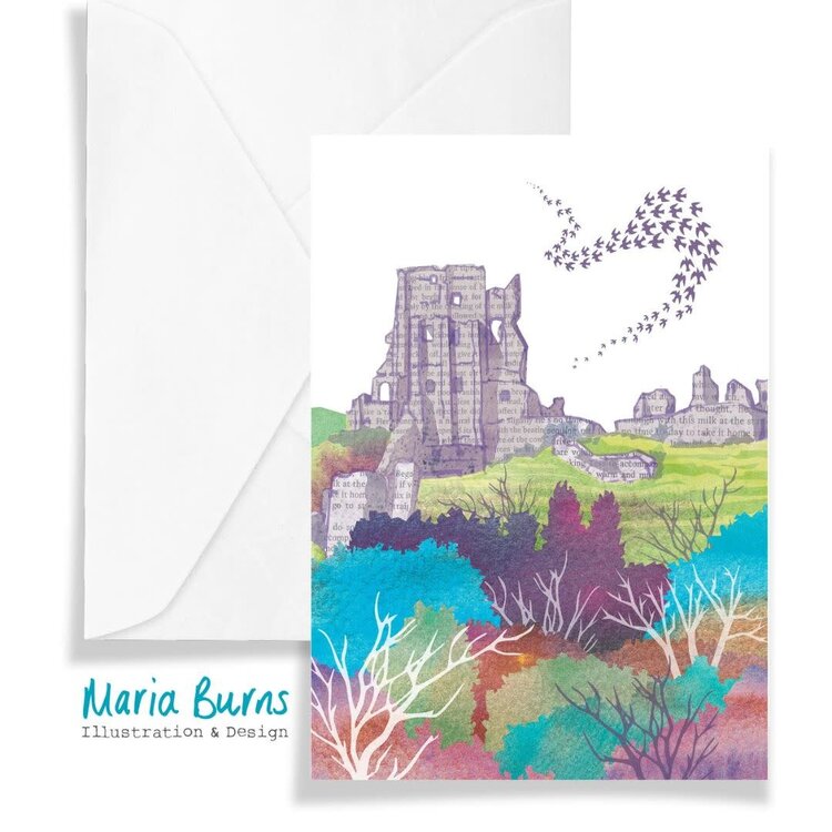Maria Burns Corfe Castle Illustrated Art Card
