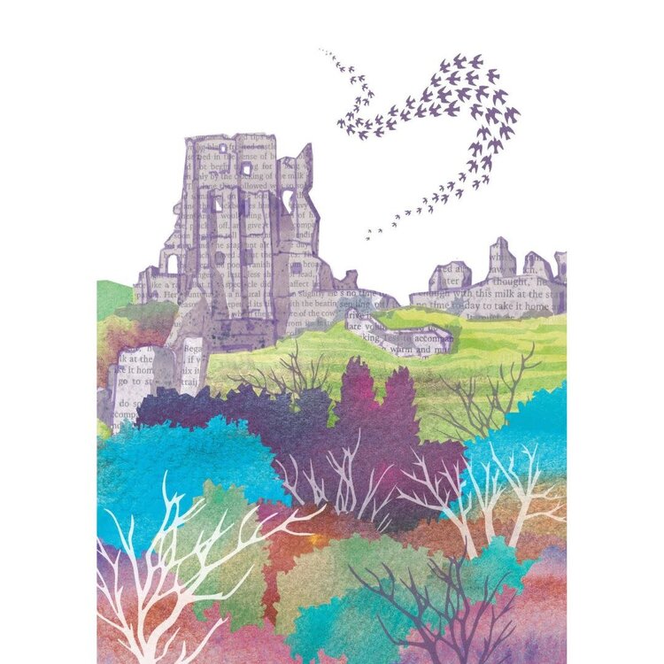 Maria Burns Corfe Castle Illustrated Art Card