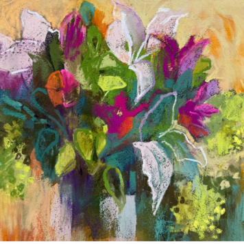 Judy Tate 'White lilies' Pastel Original