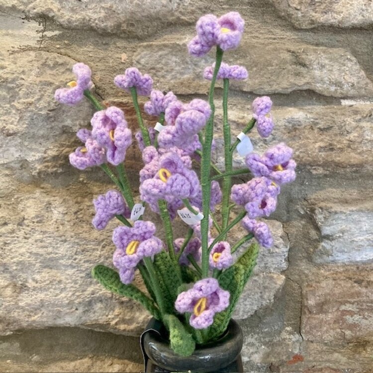 Heaven Sends Knitted Purple Daisy Stem