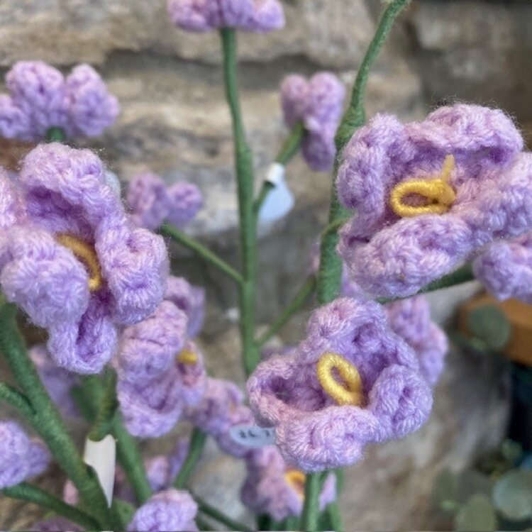 Heaven Sends Knitted Purple Daisy Stem