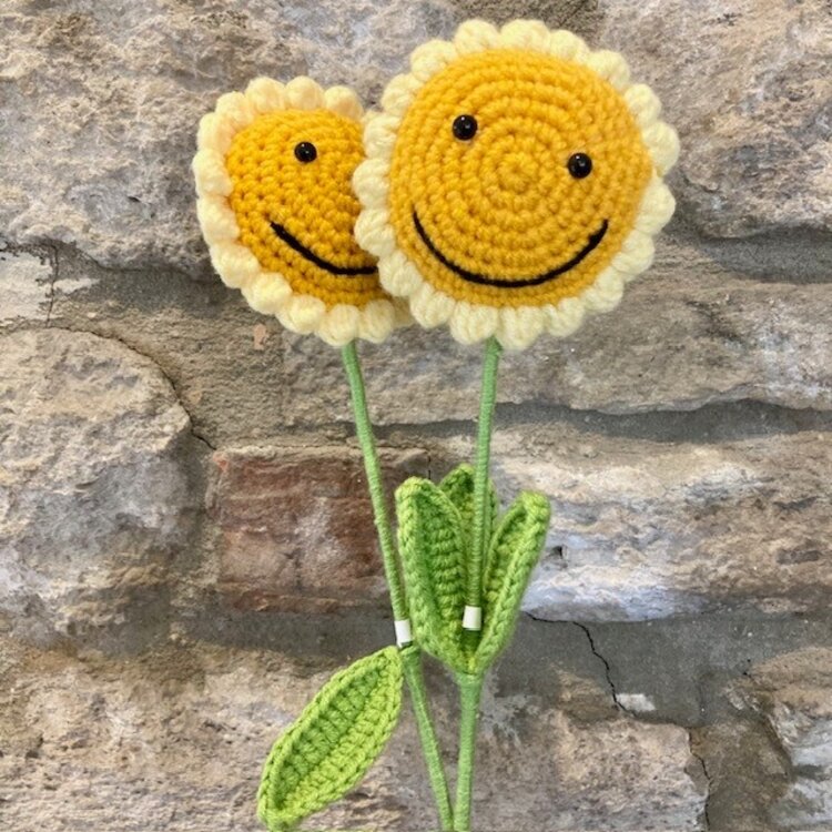 Heaven Sends Knitted Smiley Sunflower Stem