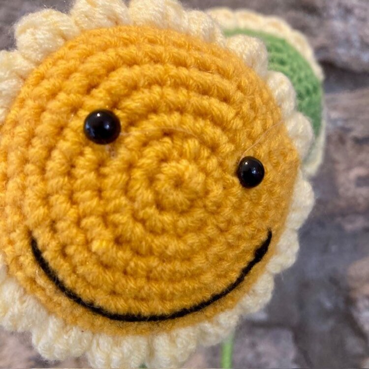 Heaven Sends Knitted Smiley Sunflower Stem
