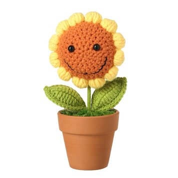 Heaven Sends Knitted Smiley Sunflower in Pot