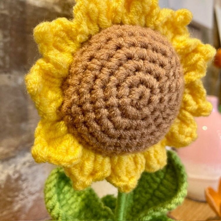 Heaven Sends Knitted Sunflower in Terracotta Pot