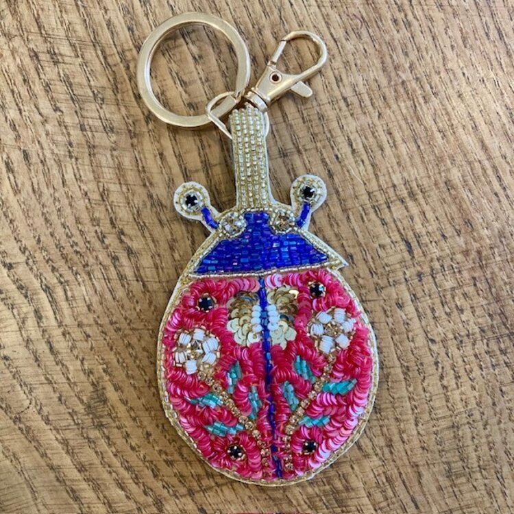Powder Beaded Keyring- Lovely Ladybird