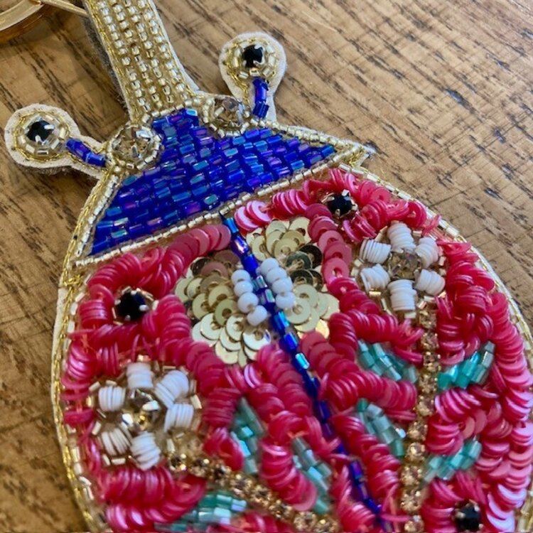 Powder Beaded Keyring- Lovely Ladybird
