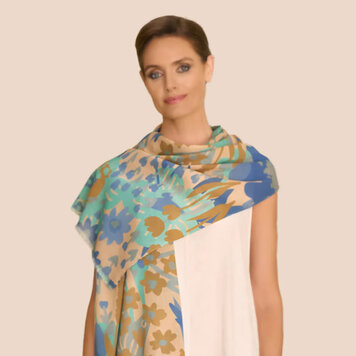 Powder Blue Floral Cotton Scarf