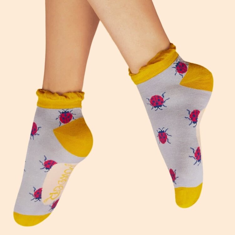 Powder Lovely Ladybird Trainer Socks- Lilac