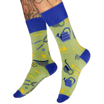 Powder Green Fingers Men's Socks- Sage