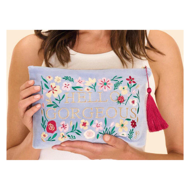 Powder 'Hello Gorgeous' Large Velvet Pouch