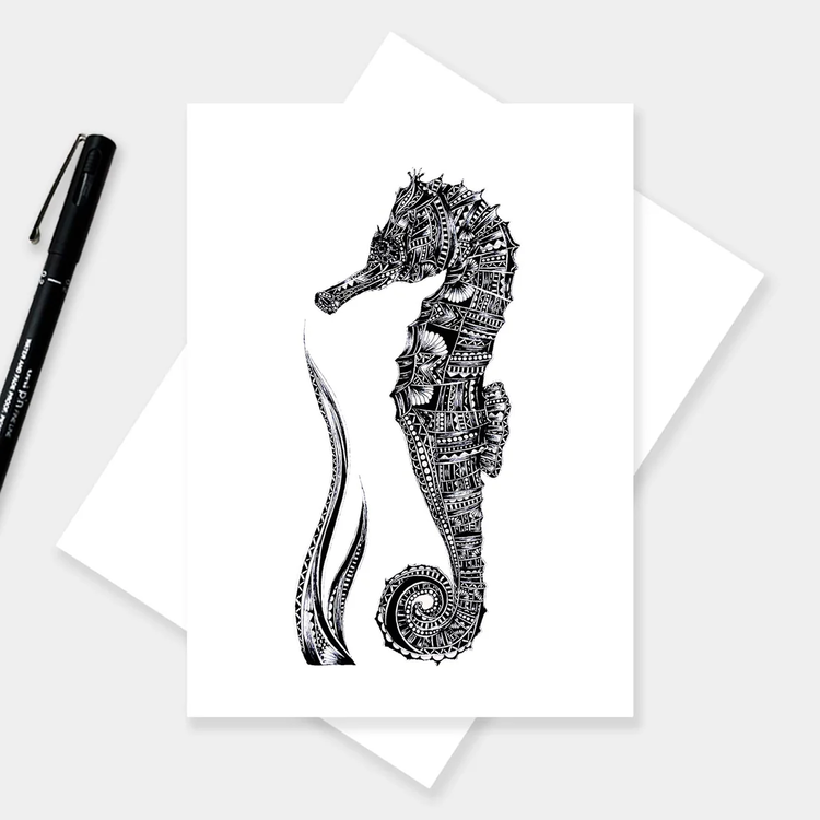 Pia Elliot Illustrated Seahorse Art Card