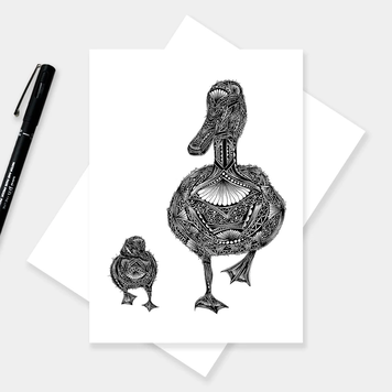 Pia Elliot Illustrated Duck & Duckling Art Card